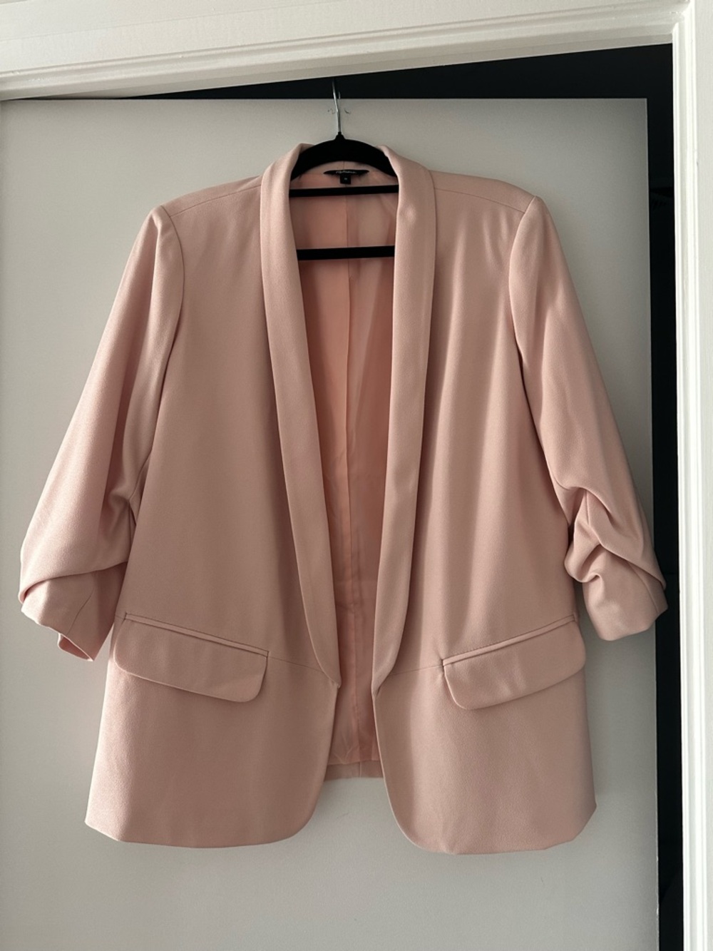 Blush Pink Open-Front Blazer Jacket